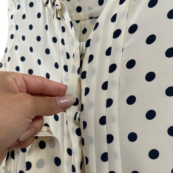 TORY BURCH Graham Tapioca Monde Dress Cream Black Polka Dot Snap Belted Size 8 - Picture 8 of 15